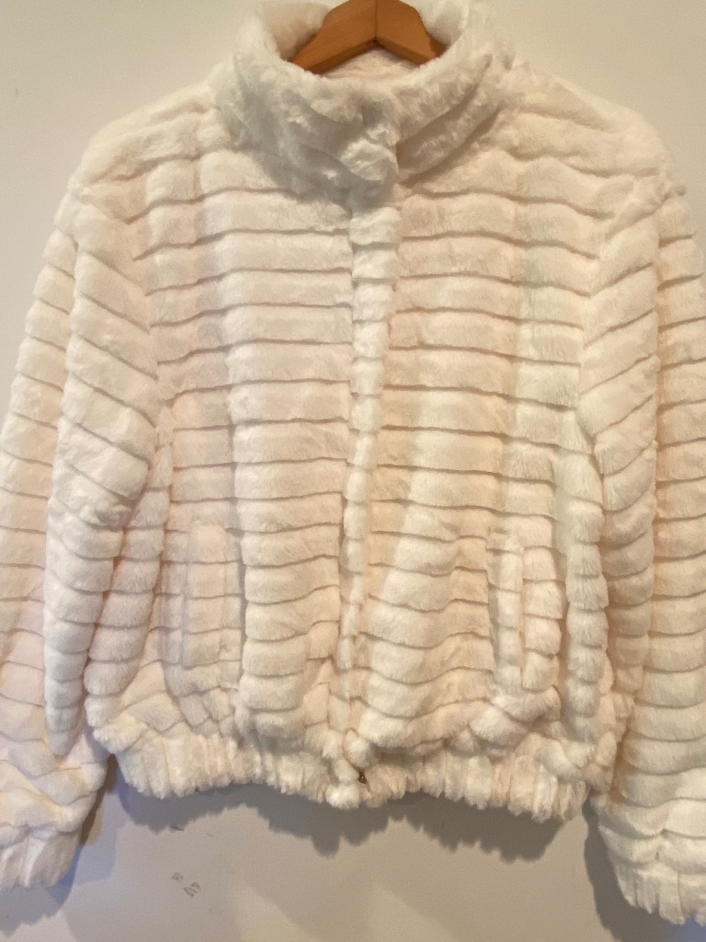 Fair Haven Faux Fur Bomber Jacket, Size L
